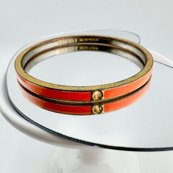 Vintage Kate Spade Orange Enamel Bangle Preppy Chic Timeless - Picture 3 of 9